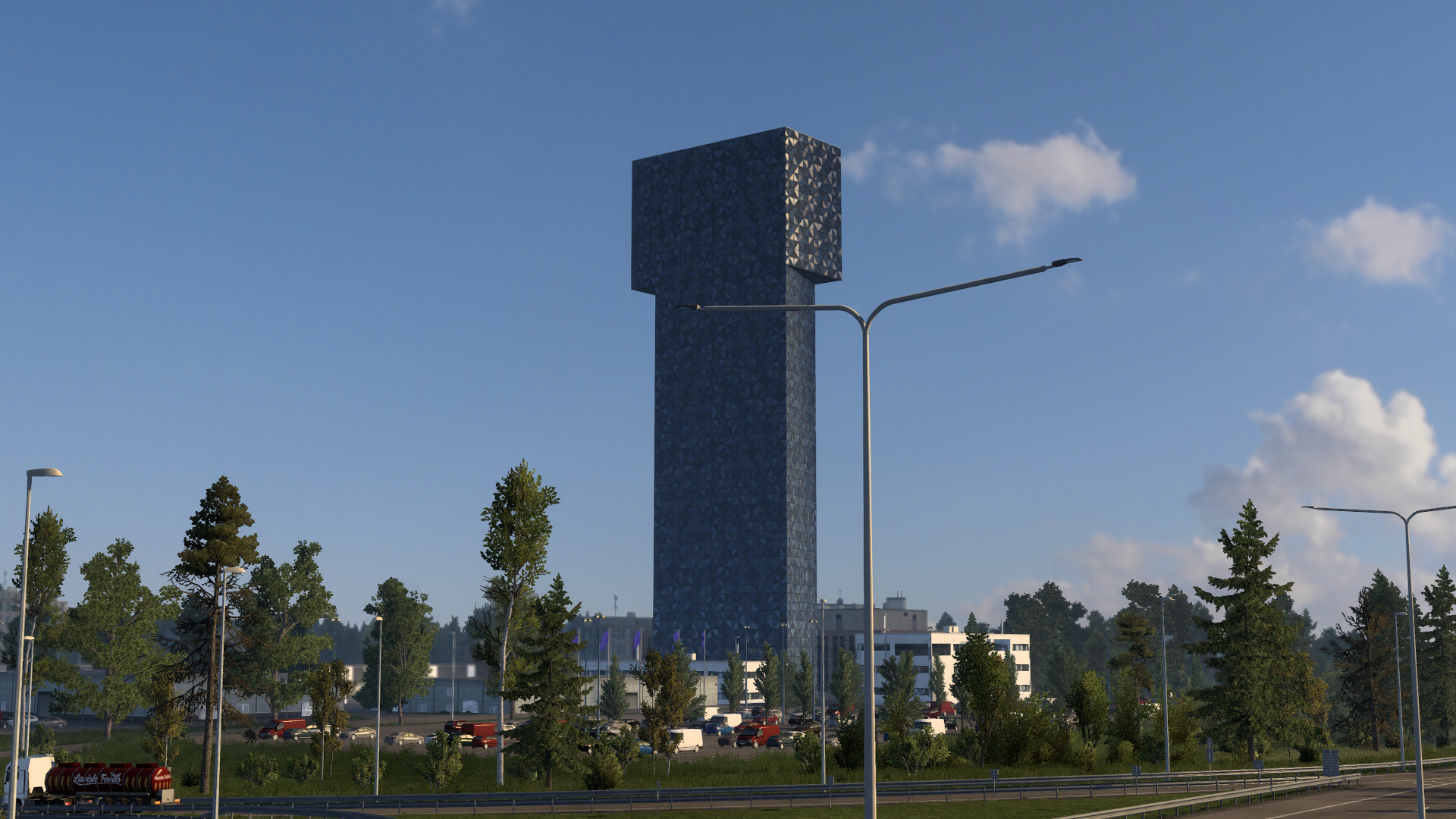 Stockholm Tower über den nördlichen Vororten an der E4